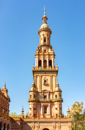 Architecture of Spain square in Maria Luisa park, Seville, Spainの写真素材