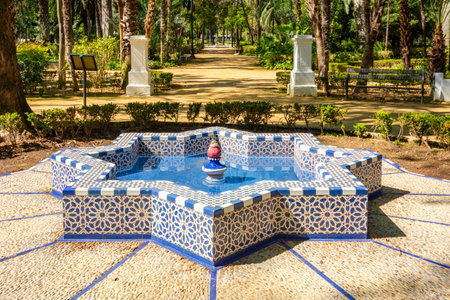 Small fountain in Maria Luisa park, Seville, Spainの写真素材