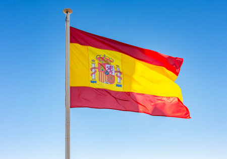 Red and yellow flag of Spainの写真素材