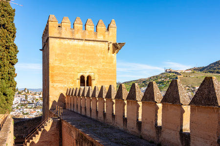 Walls and towers of Alhambra, Granada, Spainの写真素材