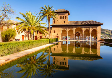Ladies tower of Alhambra palace and gardens of Partal, Granada, Spain