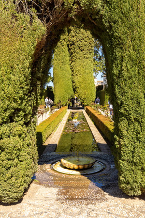 Generalife gardens in Alhambra, Granada, Spainの写真素材