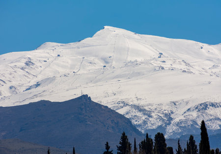 Snowy Sierra Nevada mountainsの写真素材