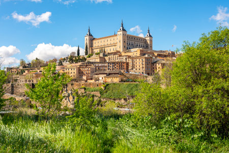Alcazar of Toledo over old town, Spainの写真素材