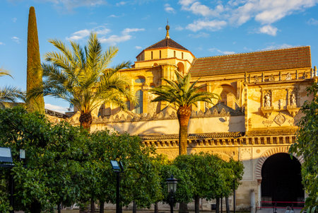Capilla Mayor (Main Chapel) and courtyard of Mezquita (Great Mosque of Cordoba) in Andalusia, Spainの写真素材