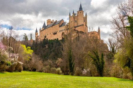 Alcazar of Segovia in spring, Spainの写真素材