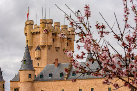 Alcazar of Segovia in spring, Spainの写真素材