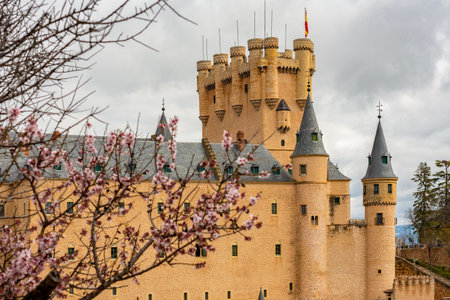 Alcazar of Segovia in spring, Spainの写真素材