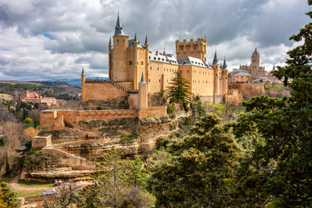 Alcazar of Segovia in spring, Spainの写真素材