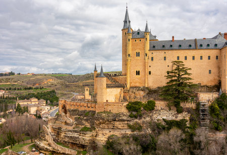 Alcazar of Segovia in spring, Spainの写真素材