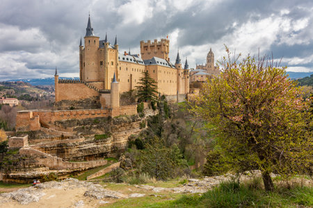 Alcazar of Segovia in spring, Spainの写真素材