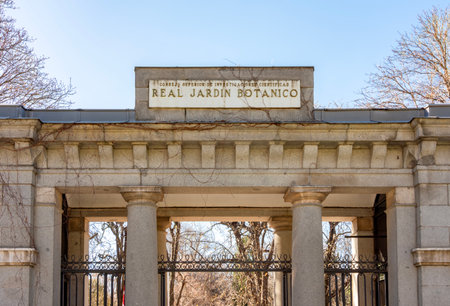 Entrance to Royal botanical garden in Madrid, Spain
