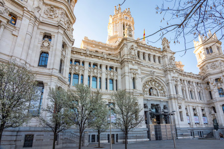 Madrid, Spain - 27 March 2025: Cybele palace on Cibeles square in springの写真素材