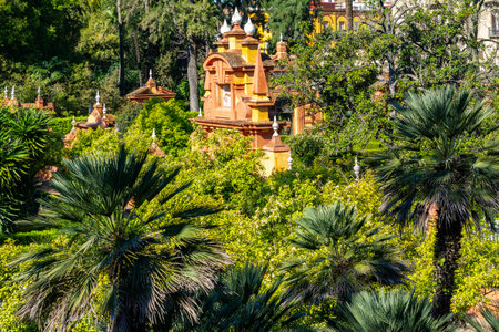 Alcazar of Seville gardens in Andalusia, Spainの写真素材