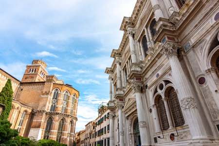 Scuola Grande di San Rocco (15th century) art museum and Basilica of Santa Maria Gloriosa dei Frari, Veniceの写真素材