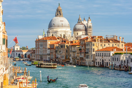 Venice, Italy - 01 October 2025: Santa Maria della Salute basilica and Grand canalの写真素材