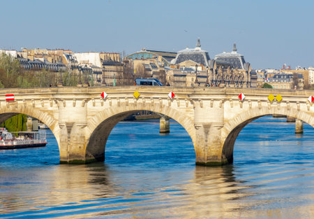 Pont Neuf - oldest bridge over Seine river in Paris, Franceの写真素材