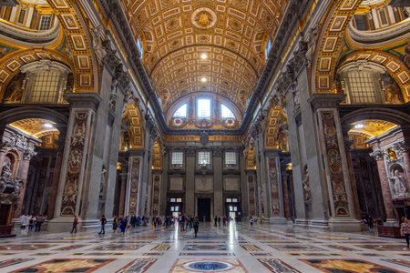 Vatican - 05 October 2025: Interiors of St. Peter's basilica in Vatican