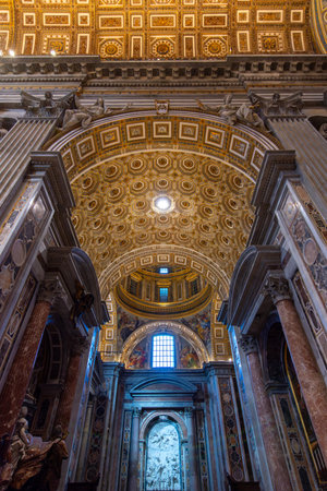 Vatican - 05 October 2025: Interiors of St. Peter's basilica in Vatican