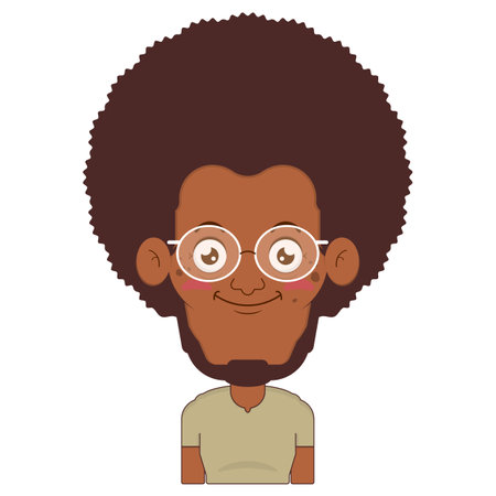 afro man smile face cartoon cuteのイラスト素材