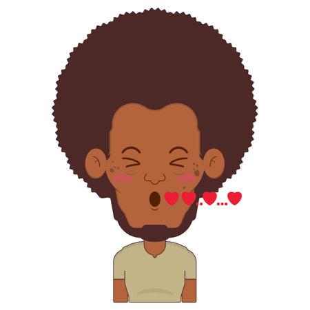 afro man in love face cartoon cuteのイラスト素材