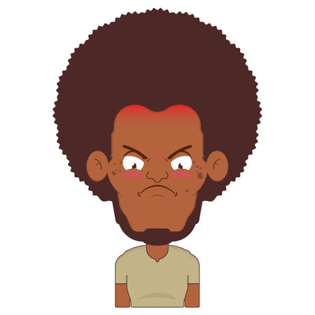 afro man angry face cartoon cuteのイラスト素材