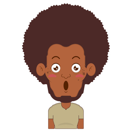 afro man surprised face cartoon cuteのイラスト素材