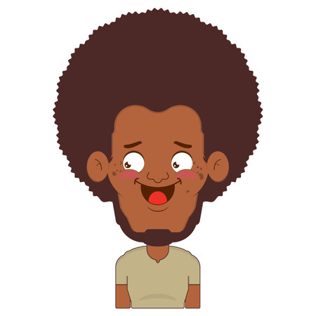 afro man doubt face cartoon cuteのイラスト素材