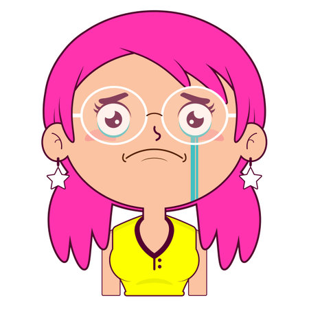 girl crying and scared face cartoon cuteのイラスト素材