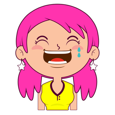girl laughing face cartoon cuteのイラスト素材