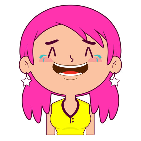 girl laughing face cartoon cuteのイラスト素材