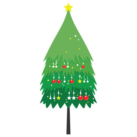Christmas tree isolated on white background. Vector illustration.のイラスト素材