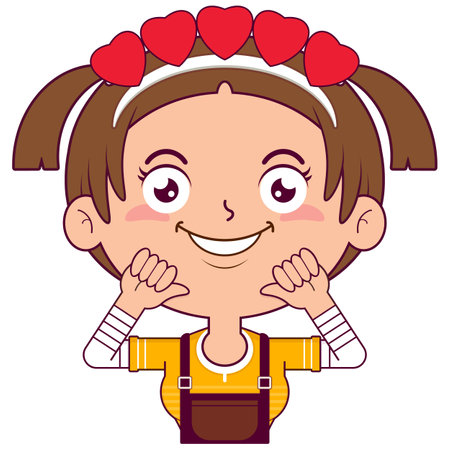 girl playful face valentine cartoon cuteのイラスト素材