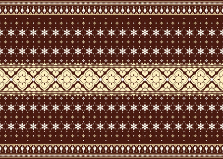 geometric and floral design, ethnic fabric seamless pattern on dark background, design for cloth, carpet, batik, wallpaper, wrapping etc.のイラスト素材