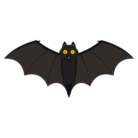 bat playful face cartoon cute for halloweenのイラスト素材