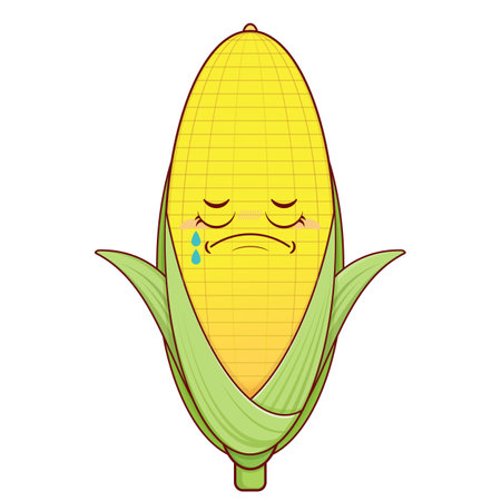 corn crying face cartoon cuteのイラスト素材
