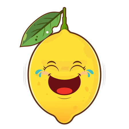 lemon laughing face cartoon cuteのイラスト素材