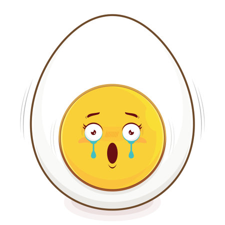 egg boiled scared face cartoon cuteのイラスト素材
