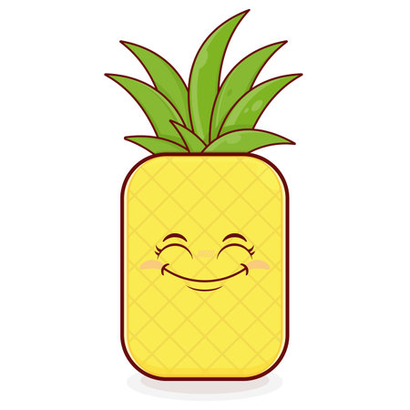 pineapple smile face cartoon cuteのイラスト素材