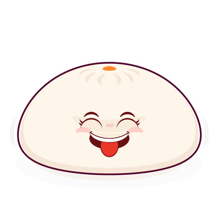 steamed buns playful face cartoon cuteのイラスト素材