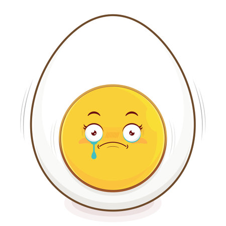 egg boiled scared face cartoon cuteのイラスト素材
