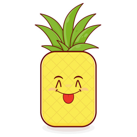 pineapple playful face cartoon cuteのイラスト素材