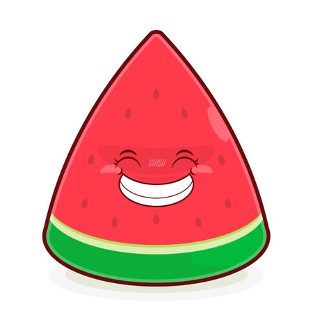watermelon slice smile face cartoon cuteのイラスト素材