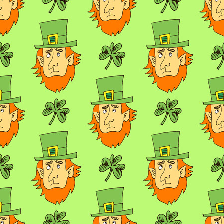 Decorative seamless pattern with clover leafs. St. Patrick's Day greeting card. Vector illustration.のイラスト素材