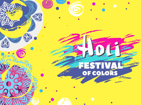 Traditional Indian festival Holi. Template for banner, poster.のイラスト素材