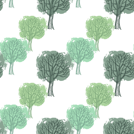 Decorative seamless pattern with trees.のイラスト素材