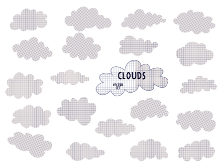Set of doodle clouds vector illustration.のイラスト素材