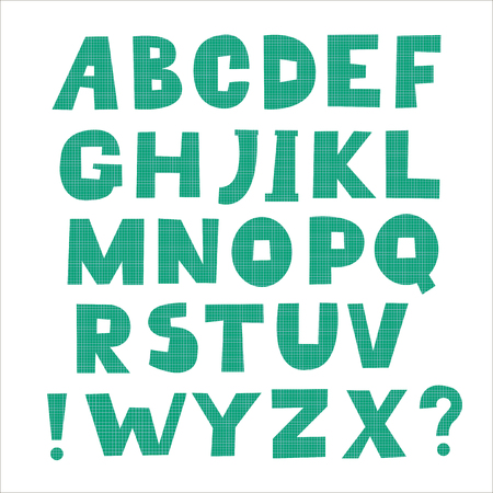 Vector funny cartoon alphabet for children.Isolated.Cute English alphabet. Kids style. Vector  ilustration.のイラスト素材