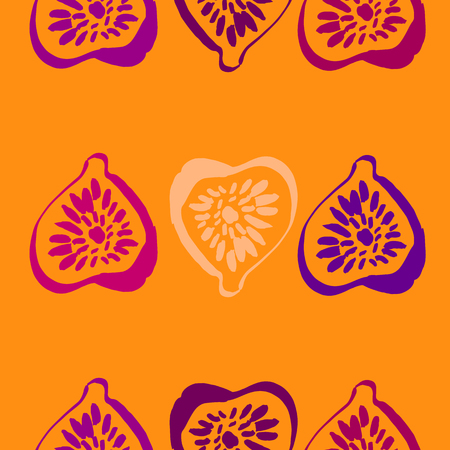 Funny  seamless pattern with figs. Vector seamless ornament.Template for the fabric. Package design, product package,product label .のイラスト素材