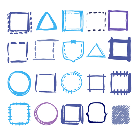 Round vector frames set. Hand drawn grunge circles. Abstract hand sketched shapes.のイラスト素材